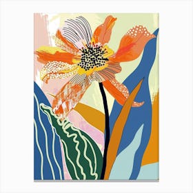 Colourful Flower Illustration Gerbera Daisy 3 Canvas Print