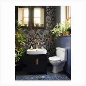 Bathroom With Plants Canvas Print