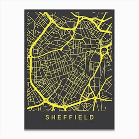 Sheffield Map Neon Canvas Print