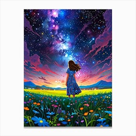 Girl In The Meadow Canvas Print