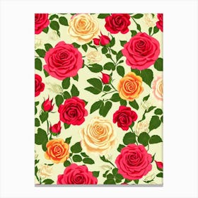 Rose Repeat Retro Flower Canvas Print