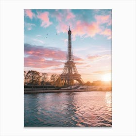 Sunset Over The Eiffel Tower Canvas Print