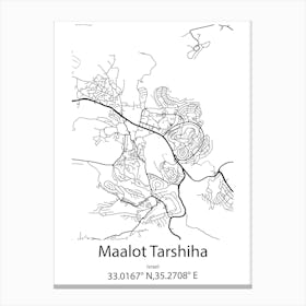 Maalot Tarshiha,Israel Minimalist Map Canvas Print