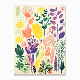 Colourful Botanical Risograph Style 42 Canvas Print