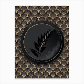 Shadowy Vintage Angular Solomon's Seal Botanical in Black and Gold n.0146 Canvas Print