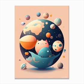 Planetesimal Kawaii Kids Space Canvas Print