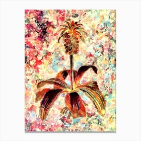 Impressionist Eucomis Regia Botanical Painting in Blush Pink and Gold Canvas Print