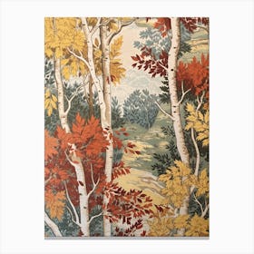 White Birch 1 Vintage Autumn Tree Print  Canvas Print