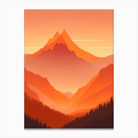 Misty Mountains Vertical Composition In Orange Tone 267 Canvas Print