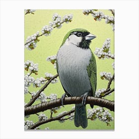 Ohara Koson Inspired Bird Painting House Sparrow 1 Canvas Print