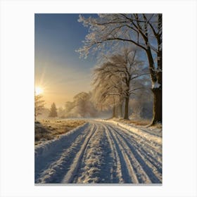 Snowy Road In Winter Canvas Print