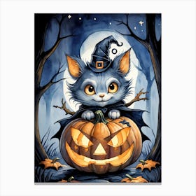 Cute Jack O Lantern Halloween Painting (11) Canvas Print