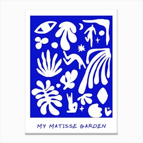 MY MATISSE GARDEN, Minimaliste Moderne Formes, Affiche, bleu, blue Canvas Print