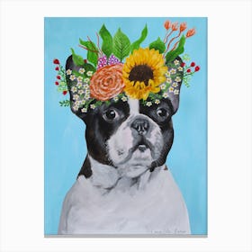 Frida Kahlo French Bulldog Canvas Print