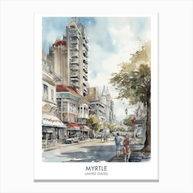 Myrtle 2 Watercolour Travel Poster Canvas Print