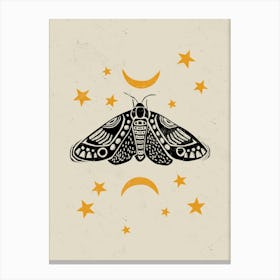 Moth Linocut Canvas Print