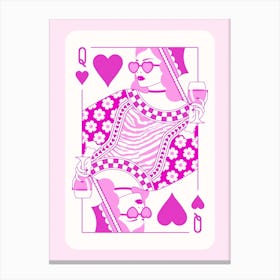 Queen Of Hearts Magenta - Floral Champaign Canvas Print