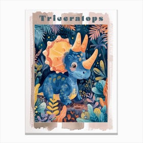 Cute Triceratops Watercolour 1 Poster Canvas Print