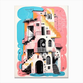 A House In Rome, Abstract Risograph Style 1 Canvas Print