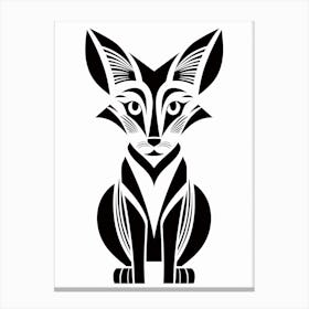 Linocut Fox Abstract Line Illustration 12 Canvas Print