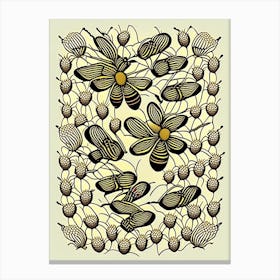 Swarm Of Bees 3 William Morris Style Canvas Print