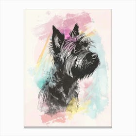 Pastel Skye Terrier Dog Line Illustration 2 Canvas Print