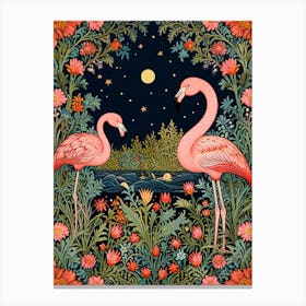 William Morris Pink Flamingos 2 Canvas Print