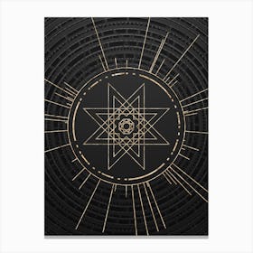 Geometric Glyph Symbol in Gold with Radial Array Lines on Dark Gray n.0288 Canvas Print