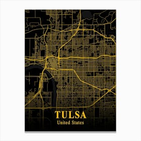 Tulsa Gold City Map 1 Canvas Print