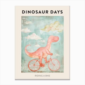 Dinosaur Riding A Bike Poster 1 Canvas Print