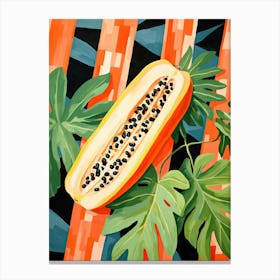Papaya Fruit Summer Illustration 3 Canvas Print