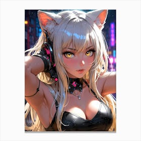 Anime Girl With Cat Ears 8 Canvas Print