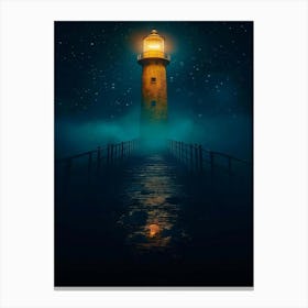 Lighthouse At Night Canvas Print