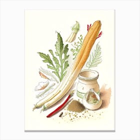 Horseradish Spices And Herbs Pencil Illustration 2 Canvas Print
