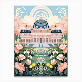 Palace Of Versailles   Versailles, France   Cute Botanical Illustration Travel 1 Canvas Print