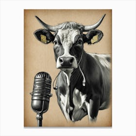 Cow With Microphone Canvas Print