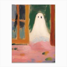 Open Window With A Ghost, Matisse Style, Spooky Halloween 1 Canvas Print