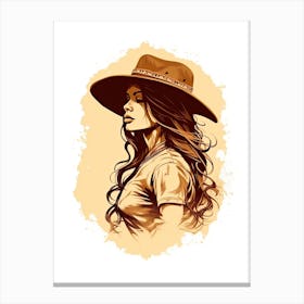 Cowgirl Neutral Colours Portrait 1 Canvas Print