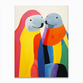 Colourful Kids Animal Art Elephant Seal Canvas Print