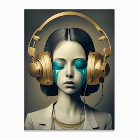 Girl With Headphones 49 Canvas Print