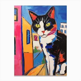Painting Of A Cat In Paphos Cyprus 1 Canvas Print