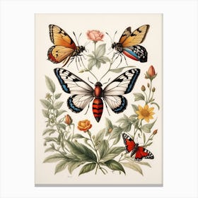 Butterflies And Flowers Canvas Print