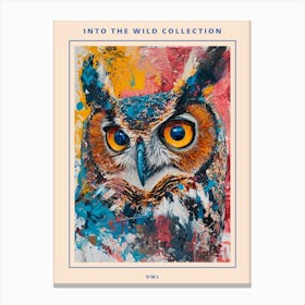 Kitsch Colourful Owl Collage 6 Poster Canvas Print