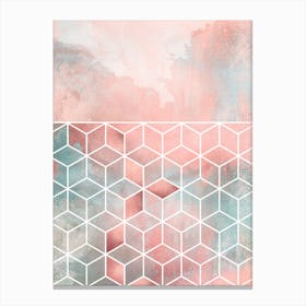 Rose Clouds And Cubes Canvas Print
