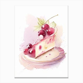 Cherry Cheesecake Dessert Gouache Flower Canvas Print