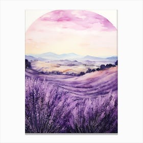 Lavender Field Watercolor Painting Canvas Print