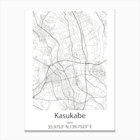 Kasukabe,Japan Minimalist Map Canvas Print