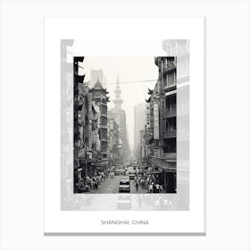 Poster Of Shanghai, China, Black And White Old Photo 2 Canvas Print