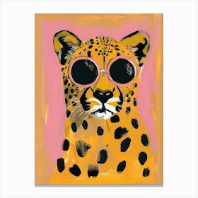 Leopard In Sunglasses. Gouache Portrait Canvas Print