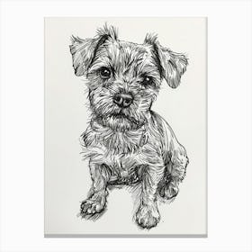 Border Terrier Dog Line Sketch 3 Canvas Print